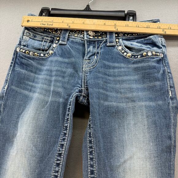 Miss Me Jeans Women's 26 (2) Blue Boot Cut Studded Embellished Preppy Western - Picture 11 of 15